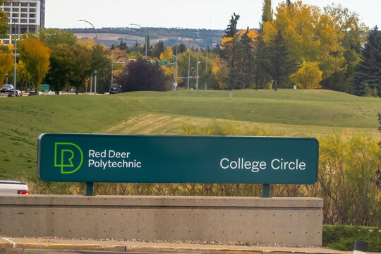 Red Deer, AB, Canada. Sep 29, 2024. A Red Deer Polytechnic sign, formerly Red Deer College, a public comprehensive polytechnic institute.