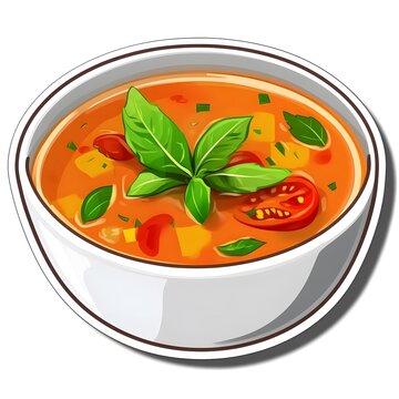 tomato soup bowl with basil clip art preview