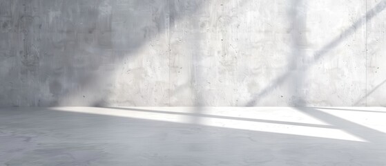 Sleek Concrete Chamber, an expansive, minimalistic space featuring stark concrete walls, a smooth floor, and distinct shadows casting dramatic patterns on the surfaces.