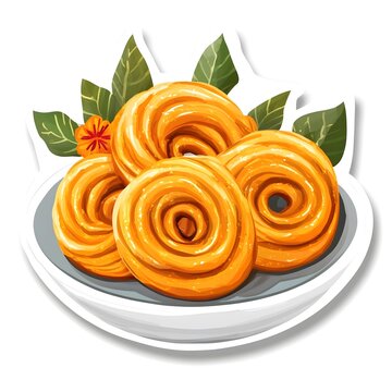 recommend clip art: A clipart sticker of Jalebi Generative AI