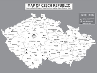 Obraz premium European Country Geography Political map. Political map of country with capital, province or state capital, major cities and town.