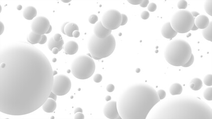 Abstract white spheres floating in a minimalistic background modern design projects. 3D Rendering
