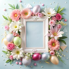 Beautiful floral frame themed birthday picture Wallpaper . Ai Generated