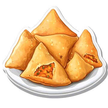 recommend clip art: A clipart sticker of Samosas Generative AI
