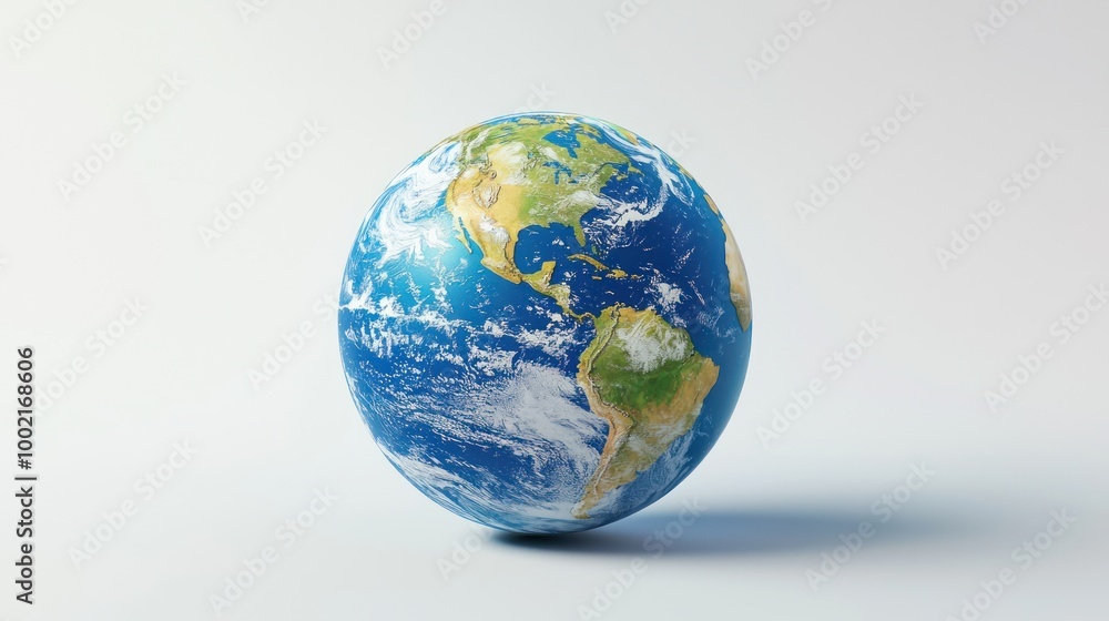 Poster a 3d rendering of a worldwide globe, spinning slowly to showcase all continents.