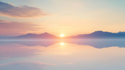 Stunning Sunset Reflection on a Calm Mountain Lake