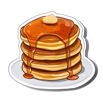 recommend clip art: A clipart sticker of a stack of pancakes with syrup Generative AI