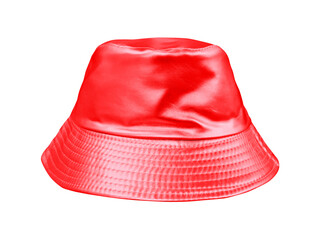 Fototapeta premium Red leather bucket hat PNG transparent.