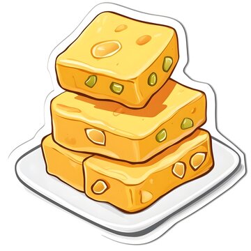 recommend clip art: A clipart sticker of Kaju barfi Generative AI