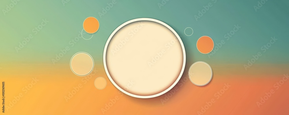 Poster blank card template with an abstract design featuring orange and green gradients and circular shapes