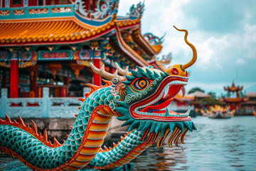 Beautiful greeting card with holiday composition for celebrate chinese dragon boat festival