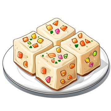 cubed sweets on plate clip art preview
