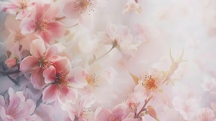 A watercolor flowers border with soft shades of pink, peach, and white blossoms, creating a gentle and romantic frame around the image. 8k UHD, suitable for high-quality printing or digital 