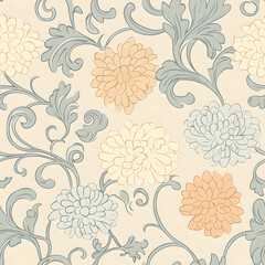 Chinese-inspired doodle tile seamless patterns in an illustrator graphic style