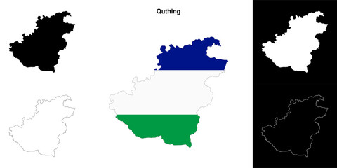 Fototapeta premium Quthing district outline map set