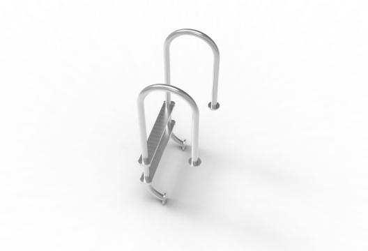 swimming pool ladder top view with shadow 3d render - Powered by Adobe