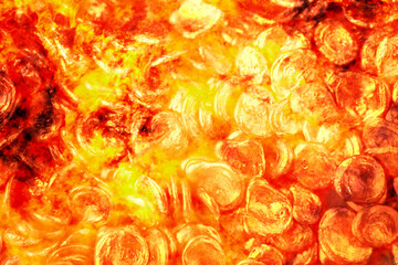 Metal melting process. Glowing heavy metallurgy