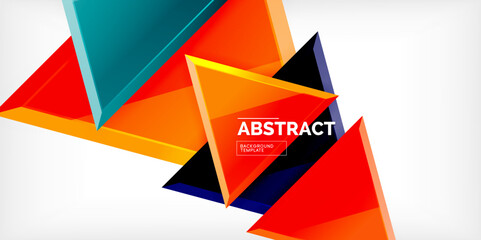 Abstract background - colorful triangles with 3d effect. Vector Illustration For Wallpaper, Banner, Background, Card, Book Illustration, landing page