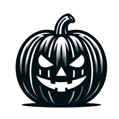 AI Generated Halloween Pumpkin in Black Isolated in White Background. Jack o lantern pumpkin logo symbol for graphic resources vector design