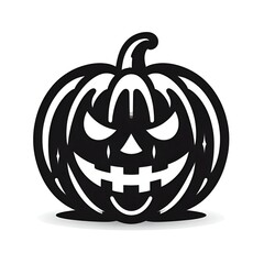AI Generated Halloween Pumpkin in Black Isolated in White Background. Jack o lantern pumpkin logo symbol for graphic resources vector design