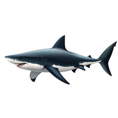 Fototapeta premium A detailed illustration of a shark, showcasing its sleek body and powerful fins, perfect for marine-themed projects. on a white background as transparent PNG