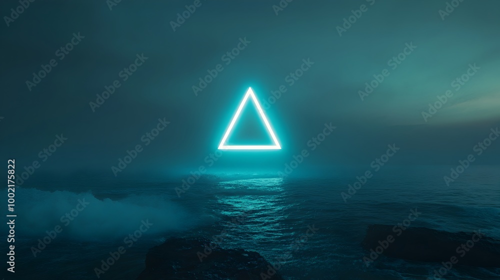 Aufkleber Captivating Glowing Triangular Formation Casts Ethereal Light over the Bermuda Sea Sparking Wonder and Imagination about the Unexplained Phenomenon