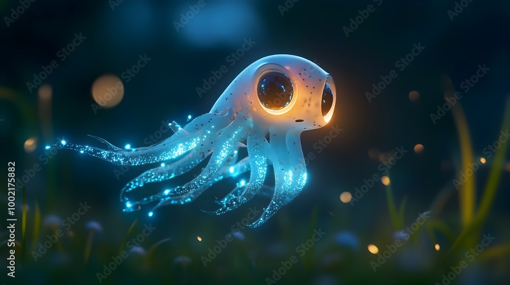 Aufkleber captivating glow of the firefly squid s bioluminescent patterns a mesmerizing underwater encounter w