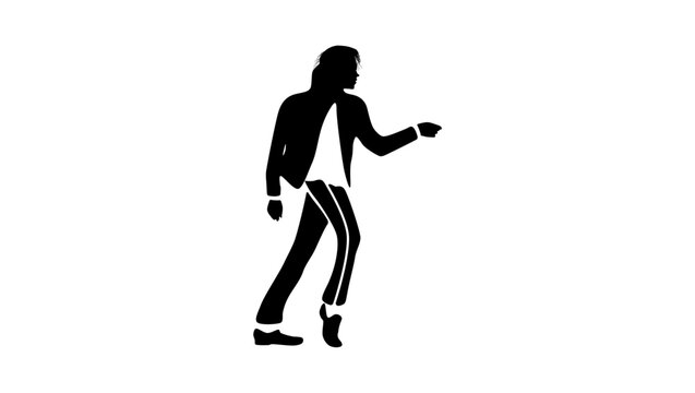 moonwalk dancer emblem, black isolated silhouette