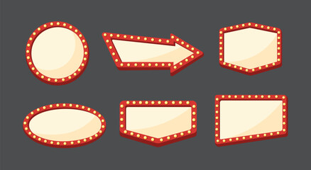 Retro Cinema and Theater Sign Frame Set vector illustration