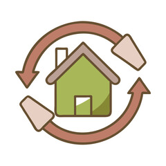 House Renovation Circular Arrow Icon with Hammer Vector Illustration
