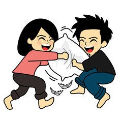 cute couple fighting vector illustration