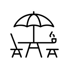 Relaxing Oasis A Backyard Patio Scene Under an Umbrella
