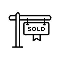 Rustic Charm of Sold Sign Hanging on Timber Post Vector Graphic
