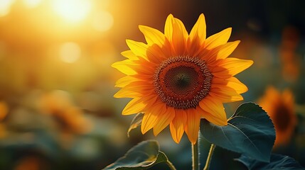 Fototapeta premium Close-up of a Sunflower at Sunset