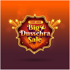 Dussehra Sale Logo Design Template, Big, Online Shopping Advertisement Templates Vector Layered
