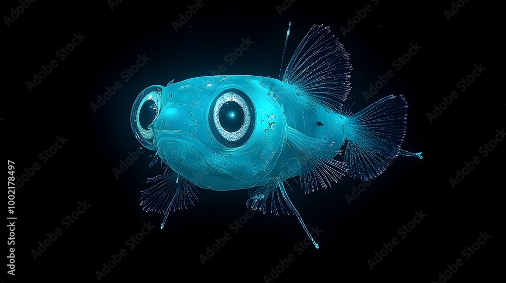 Poster close up of a deep sea spiny dogfish shark its body adorned with mesmerizing phosphorescent markings