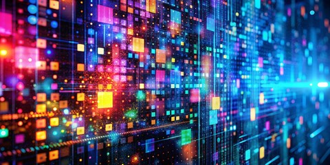Obraz premium Dynamic cyber patterns and abstract data streams converge, forming a tech-inspired canvas that ignites creativity and