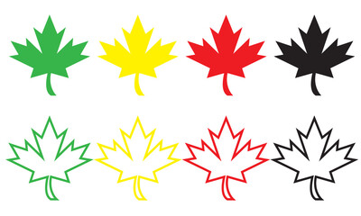 Maple leaves icon collection isolated on white and black background. vector illustration. EPS 10