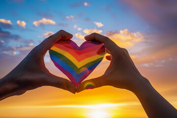 Fototapeta premium Beautiful colorful decorative heart in human hands