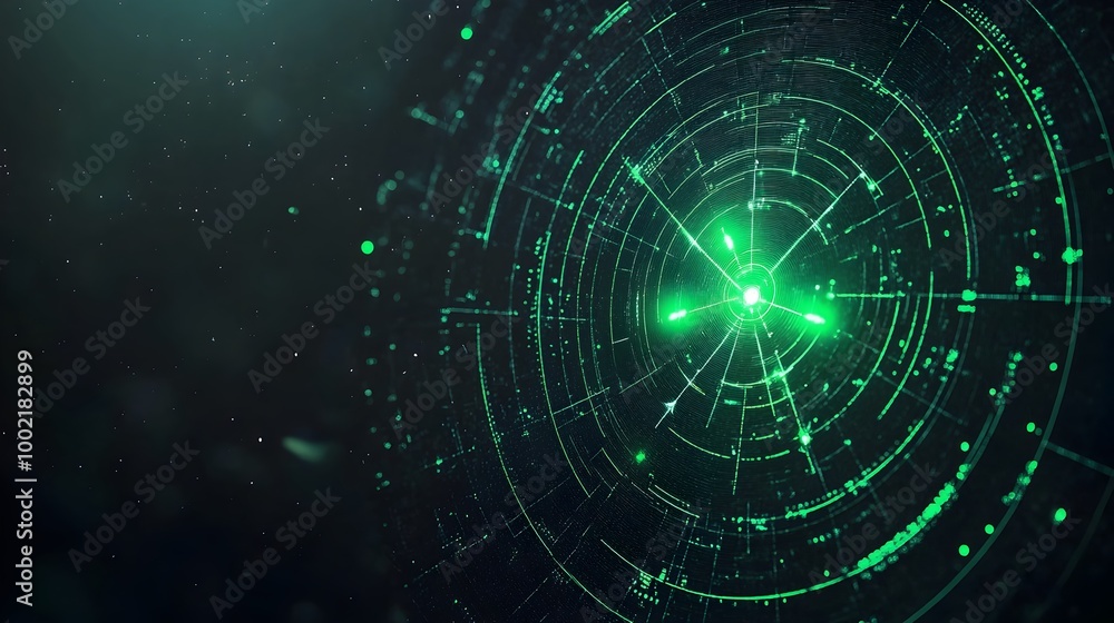 Aufkleber close up view of an advanced aircraft detection radar screen displaying bright green blips against a