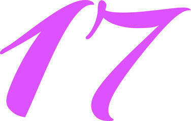 Purple Handwrite Number 17 Type Vector Illustration