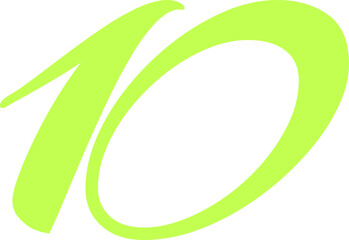 Green Handwrite Number 10 Type Vector Illustration