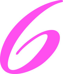 Pink Handwrite Number 6 Type Vector Illustration