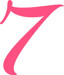 Pink Handwrite Number 7 Type Vector Illustration
