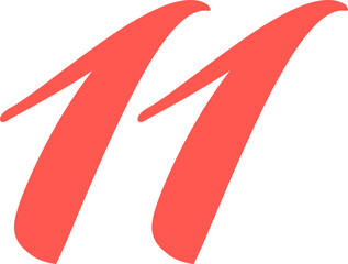 Red Handwrite Number 11 Type Vector Illustration
