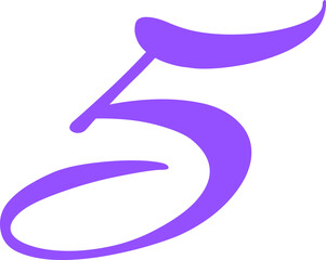 Purple Handwrite Number 5 Type Vector Illustration