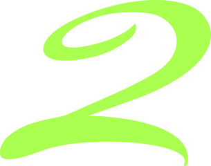Green Handwrite Number 2 Type Vector Illustration