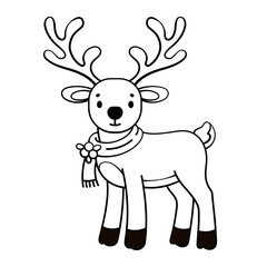 Santa Claus's Christmas deer. For printable children's coloring pages or books.