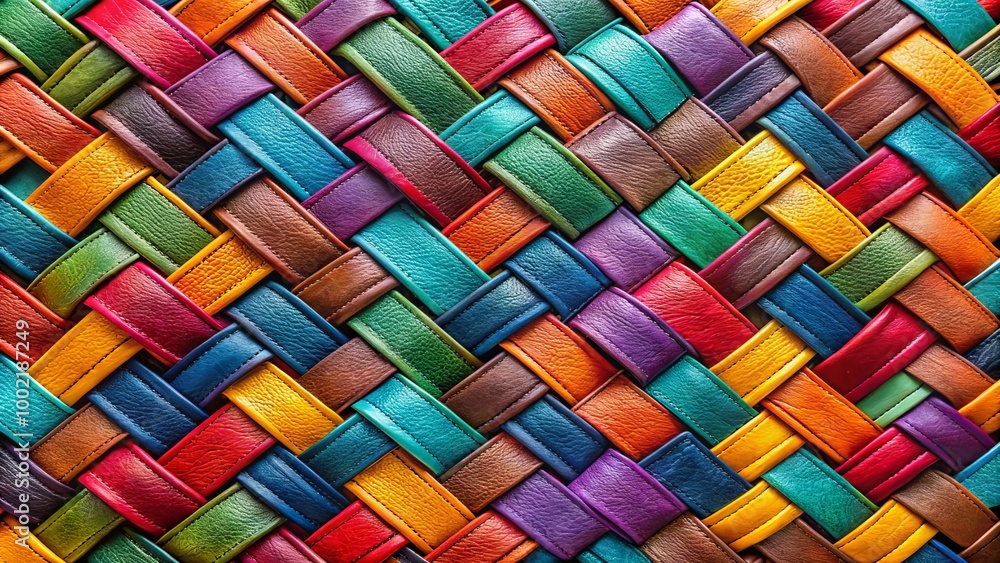 Poster intricate leather weaving pattern displaying one-of-a-kind texture and design, ideal for enriching c
