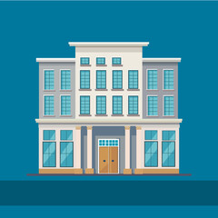 Vector illustration of a  building in flat design style , home , office , university building exterior.